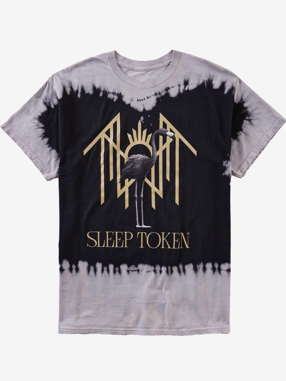 ๐ Sleep Token Flamingo ๐ฆฉ Wash Black & Gray Tie-Dye Graphic Tee